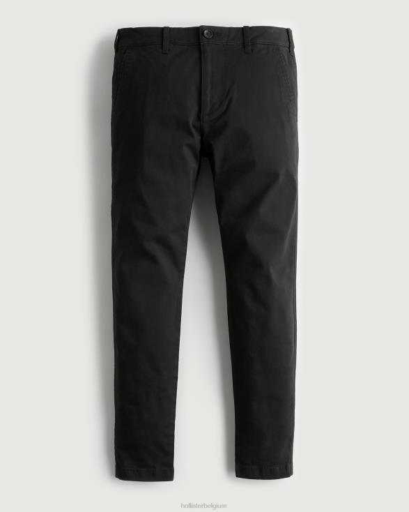 dunne chino broek zwart met zwarte knop Heren Hollister bodems 06JX1155