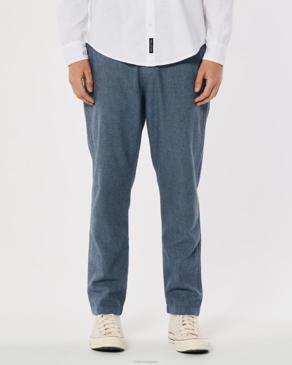 slanke pull-on broek van linnenmix heide marine Heren Hollister bodems 06JX1378