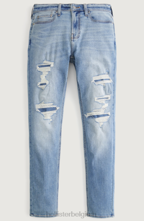 gescheurde atletische skinny jeans met medium wassing gescheurd en gerepareerd heldere medium wassing Heren Hollister bodems 06JX1316