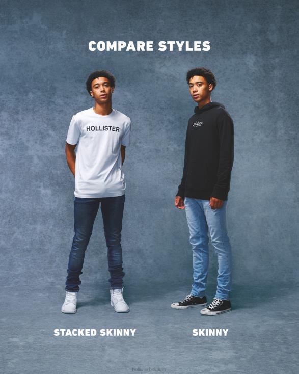 gestapelde skinny jeans met lichte wassing lichte wassing Heren Hollister bodems 06JX1252