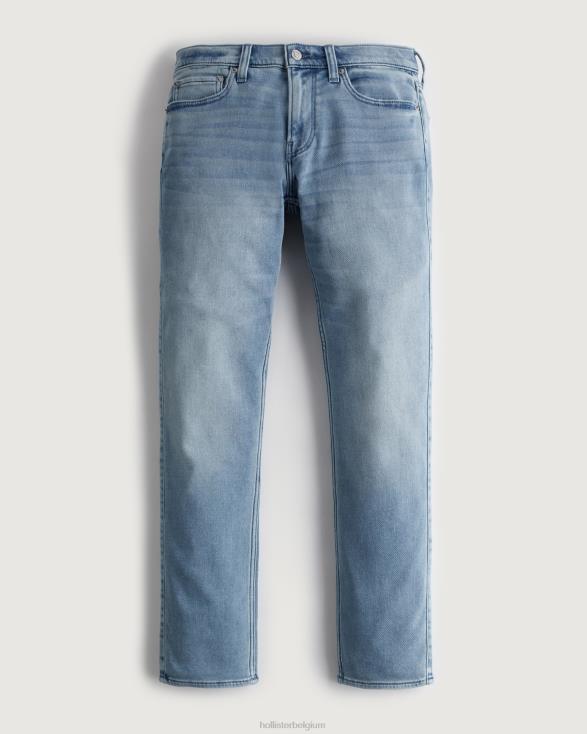 net als gebreide medium wash slim straight jeans medium wassen Heren Hollister bodems 06JX1360