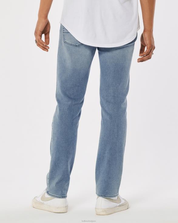 net als gebreide medium wash slim straight jeans medium wassen Heren Hollister bodems 06JX1360