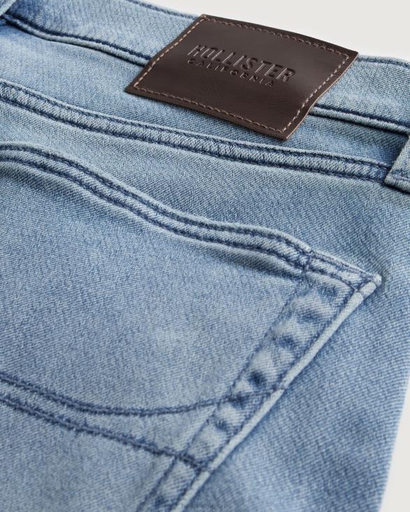 net als gebreide medium wash slim straight jeans medium wassen Heren Hollister bodems 06JX1360