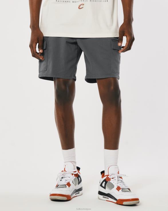 Cargo-joggingbroek van keperstof 7'' donker grijs Heren Hollister bodems 06JX1104