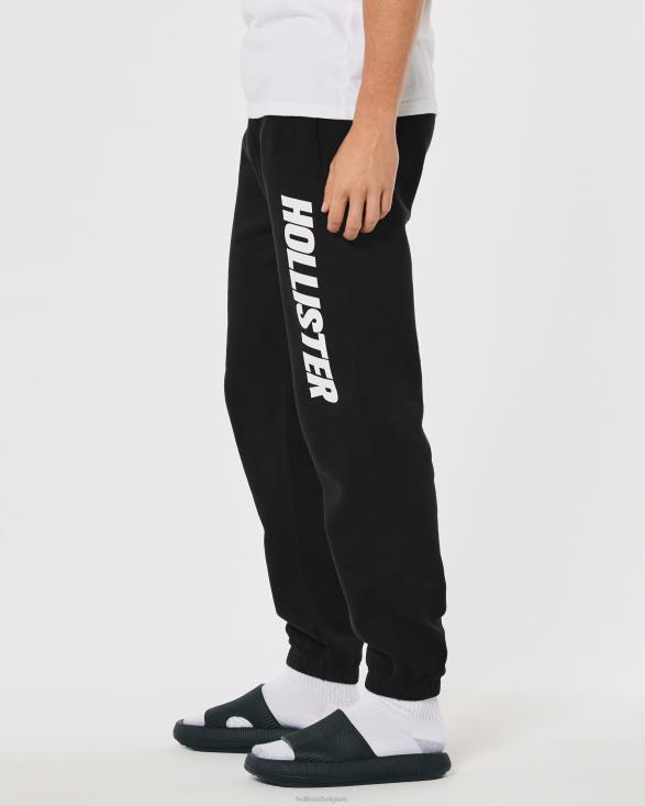 relaxte fleece joggingbroek met logo, 2-pack wit Zwart Heren Hollister bodems 06JX1329