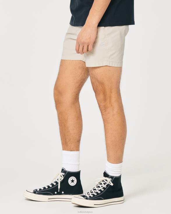 twill joggingbroek 5'' licht kaki Heren Hollister bodems 06JX1392