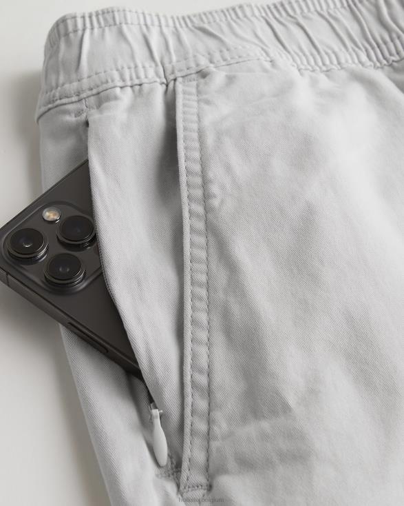 twill joggingbroek 9'' lichtgrijs Heren Hollister bodems 06JX1204