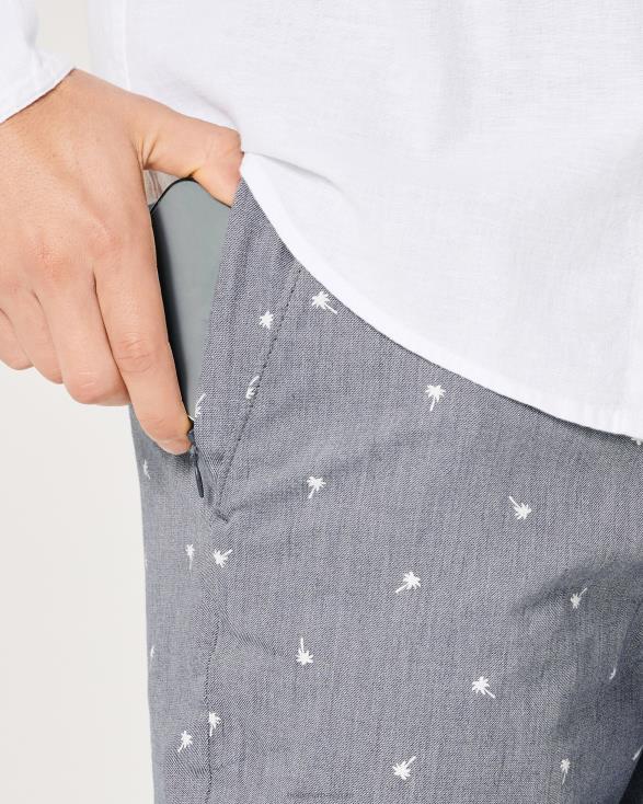 9'' korte broek van keperstof met palmpatroon en platte voorkant gemêleerde marine print Heren Hollister bodems 06JX1390
