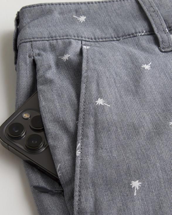 9'' korte broek van keperstof met palmpatroon en platte voorkant gemêleerde marine print Heren Hollister bodems 06JX1390