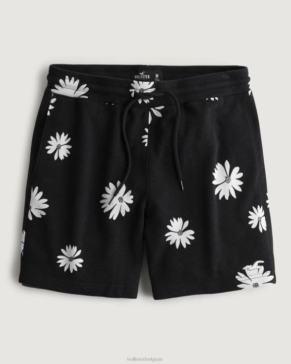 badstof fleece short met bloemenpatroon 7'' zwarte bloemen Heren Hollister bodems 06JX1283