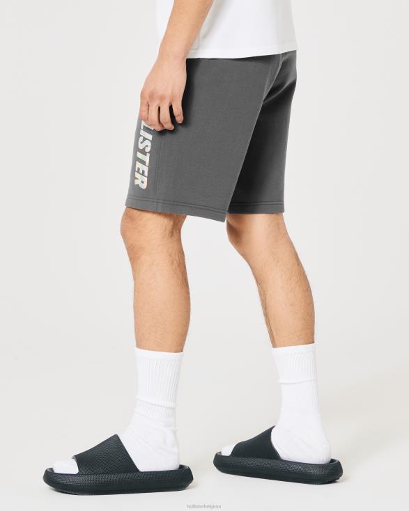 fleece glans logo grafische short 9'' donker grijs Heren Hollister bodems 06JX1219