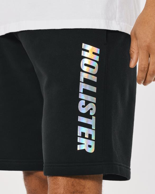 fleece glans logo grafische short 9'' zwart Heren Hollister bodems 06JX1372