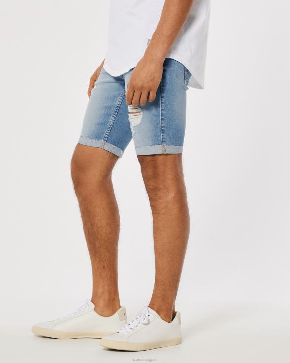 gescheurde skinny denim short met lichte wassing 9'' gescheurd medium Heren Hollister bodems 06JX1391