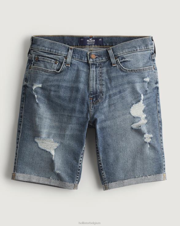 gescheurde skinny denim short met medium wassing 9'' gescheurde medium wassing Heren Hollister bodems 06JX1175