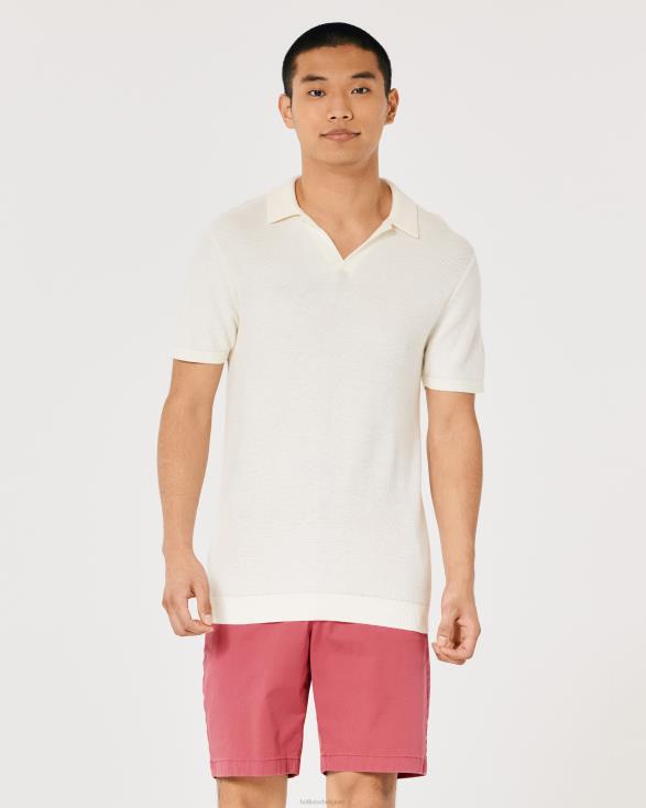 korte broek van keperstof met platte voorkant 9'' donker koraal Heren Hollister bodems 06JX1196