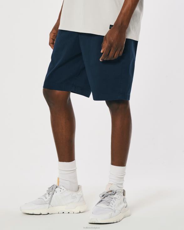 korte broek van keperstof met platte voorkant 9'' marine Heren Hollister bodems 06JX1141