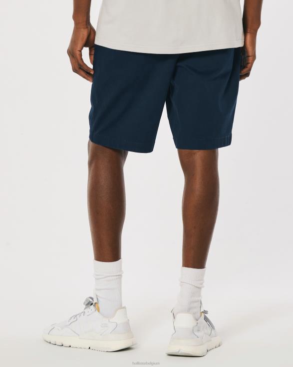 korte broek van keperstof met platte voorkant 9'' marine Heren Hollister bodems 06JX1141