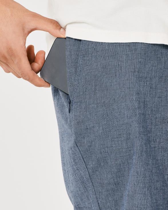 short van linnenmix met platte voorkant 9'' heide marine Heren Hollister bodems 06JX1312