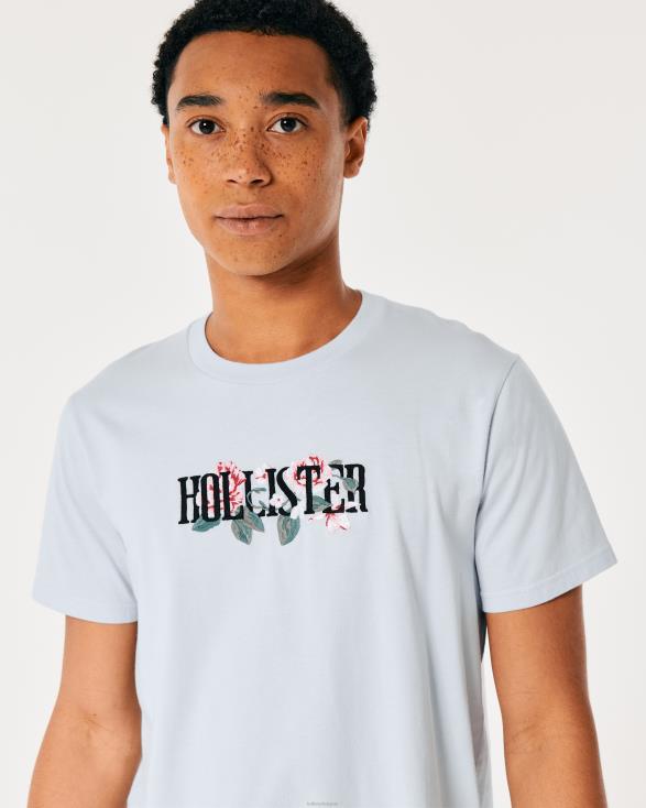 T-shirt met bloemenlogo lichtblauw Heren Hollister toppen 06JX1056