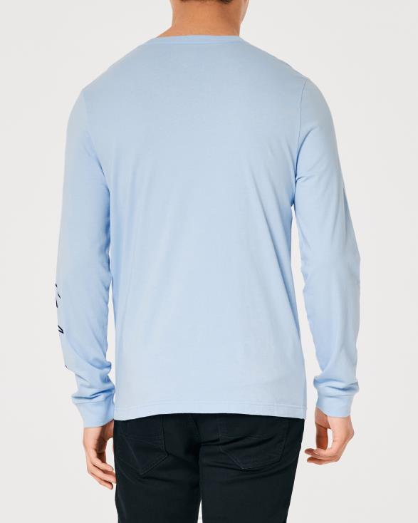 T-shirt met logo en lange mouwen lichtblauw Heren Hollister toppen 06JX826