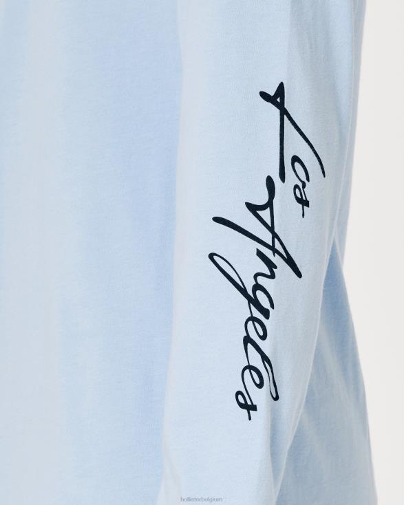 T-shirt met logo en lange mouwen lichtblauw Heren Hollister toppen 06JX826