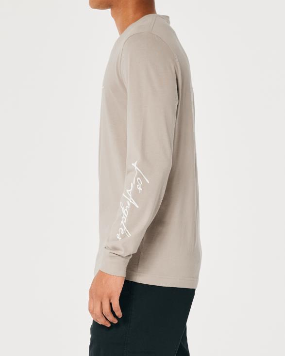 T-shirt met logo en lange mouwen lichtbruin Heren Hollister toppen 06JX848