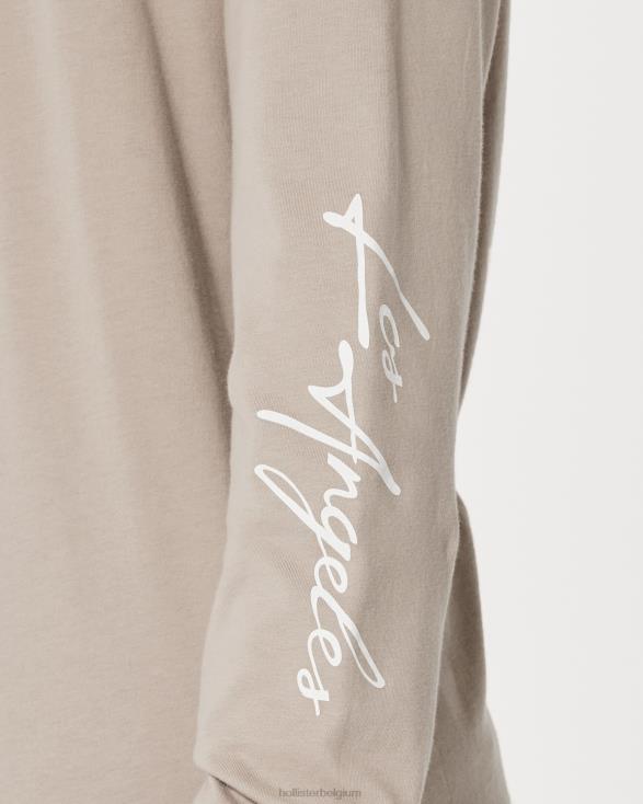 T-shirt met logo en lange mouwen lichtbruin Heren Hollister toppen 06JX848