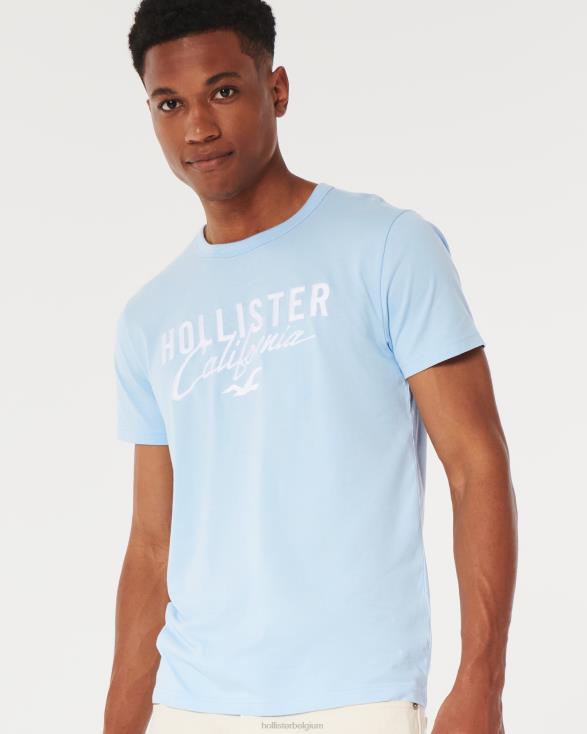 T-shirt met logoprint lichtblauw Heren Hollister toppen 06JX946