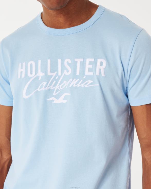 T-shirt met logoprint lichtblauw Heren Hollister toppen 06JX946