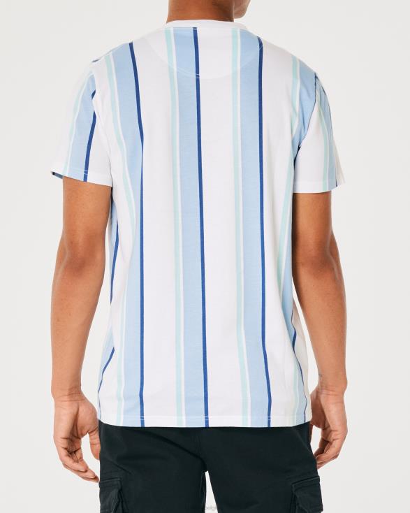 gestreept katoenen T-shirt met logo lichtblauwe streep Heren Hollister toppen 06JX1041