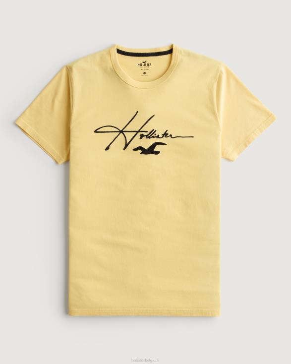 handtekening logo grafisch T-shirt geel Heren Hollister toppen 06JX995