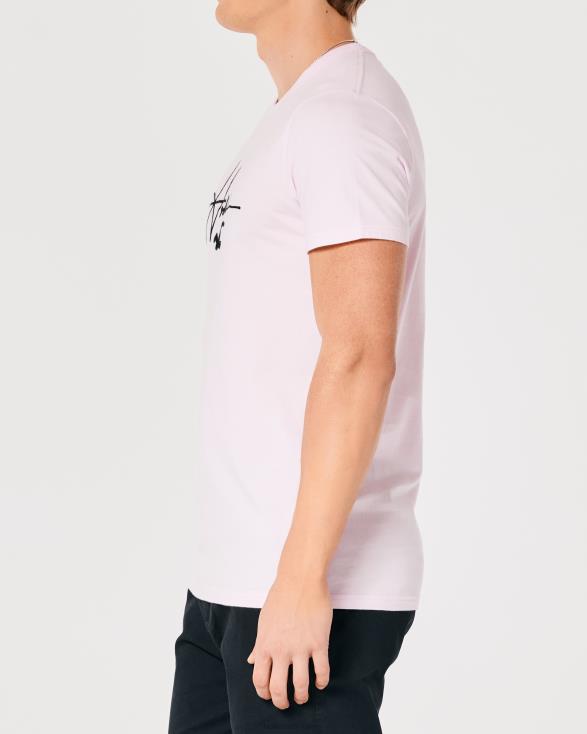 handtekening logo grafisch T-shirt lichtroze Heren Hollister toppen 06JX1022