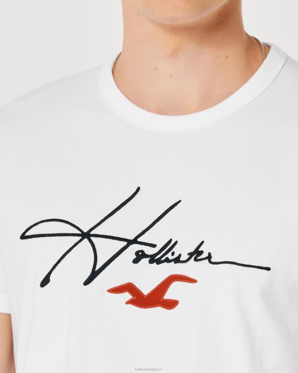 handtekening logo grafisch T-shirt witte handtekening Heren Hollister toppen 06JX851