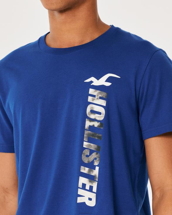 katoenen T-shirt met logoprint blauw Heren Hollister toppen 06JX967