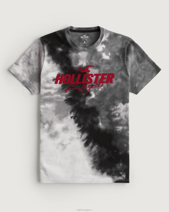 katoenen T-shirt met logoprint grijze tie-dye Heren Hollister toppen 06JX974