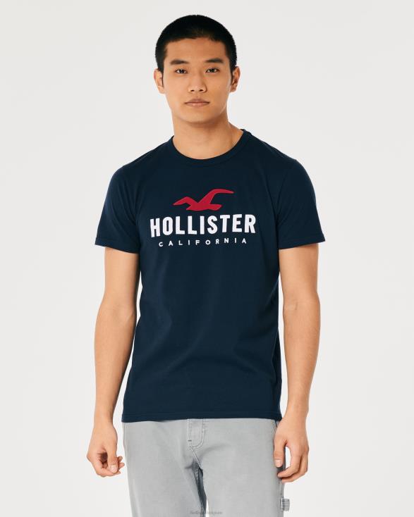 katoenen T-shirt met logoprint marine Heren Hollister toppen 06JX944