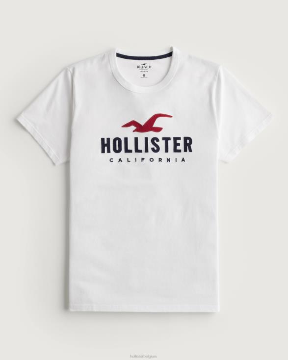 katoenen T-shirt met logoprint wit Heren Hollister toppen 06JX971