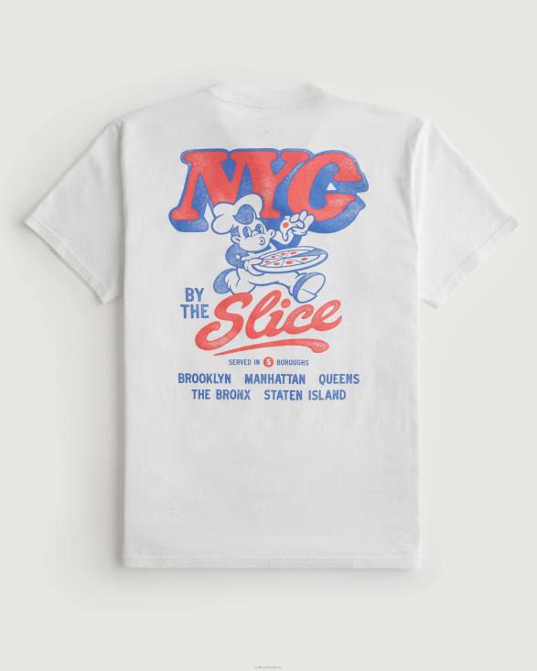 nyc pizza grafisch T-shirt gebroken wit Heren Hollister toppen 06JX846