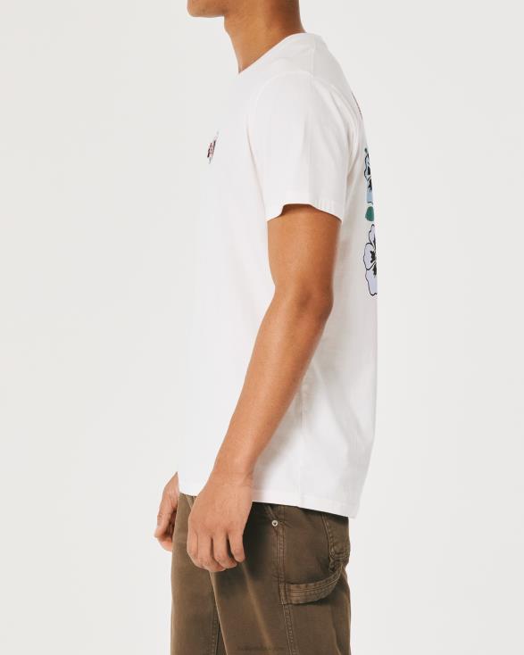 ontspannen T-shirt met bloemenlogo gebroken wit Heren Hollister toppen 06JX972