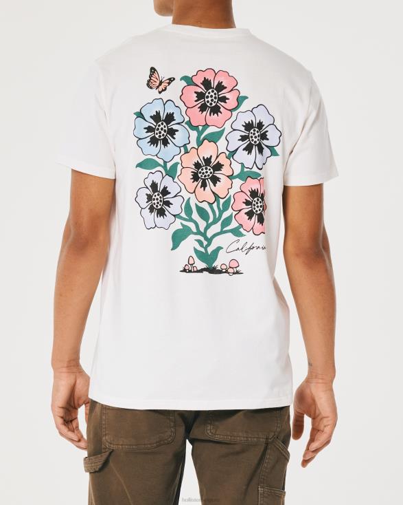 ontspannen T-shirt met bloemenlogo gebroken wit Heren Hollister toppen 06JX972