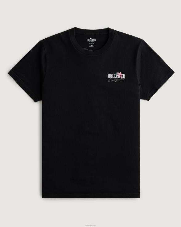 ontspannen T-shirt met bloemenlogo zwart Heren Hollister toppen 06JX875