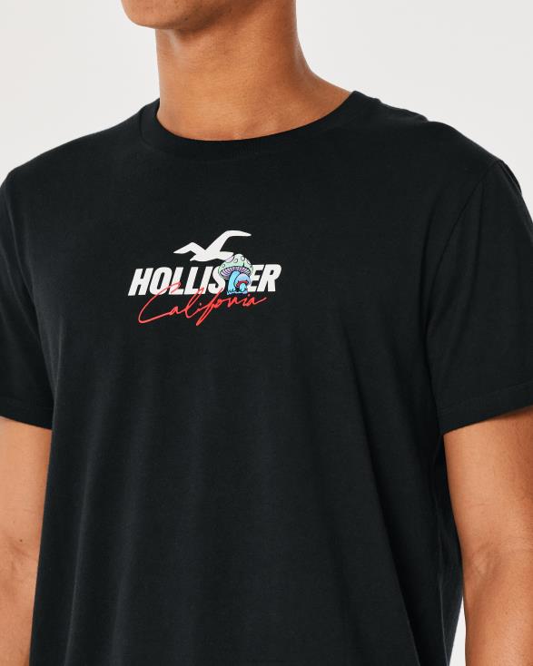 relaxed T-shirt met paddestoellogo zwart Heren Hollister toppen 06JX874