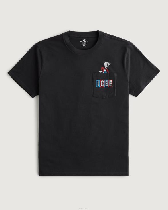 relaxed icee grafisch T-shirt zwart-ijs Heren Hollister toppen 06JX849