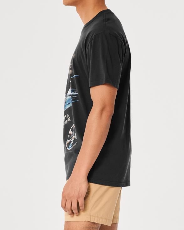 relaxte fast & furious graphic tee vervaagde zwart-snel en woedend Heren Hollister toppen 06JX1038