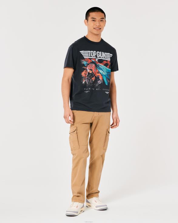 relaxte machinegeweer kelly graphic tee vervaagde zwarte machinegeweer Kelly Heren Hollister toppen 06JX1044