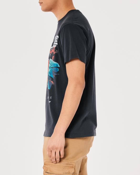 relaxte machinegeweer kelly graphic tee vervaagde zwarte machinegeweer Kelly Heren Hollister toppen 06JX1044