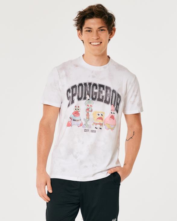 relaxte spongebob squarepants graphic tee witte tie-dye Heren Hollister toppen 06JX962