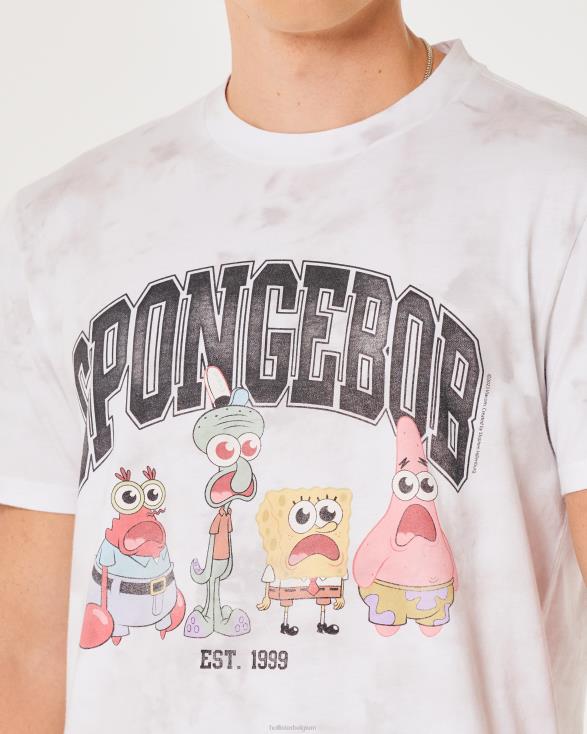 relaxte spongebob squarepants graphic tee witte tie-dye Heren Hollister toppen 06JX962