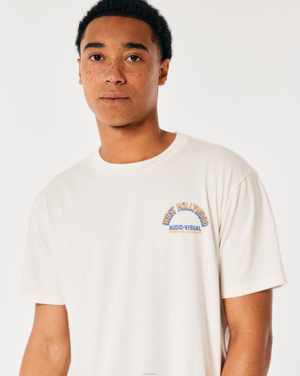 west hollywood audiovisueel grafisch T-shirt gebroken wit Heren Hollister toppen 06JX1005