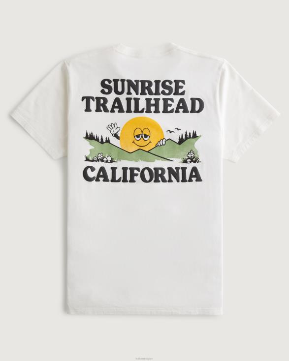 zonsopgang trailhead logo grafisch T-shirt gebroken wit Heren Hollister toppen 06JX1055